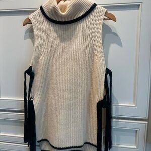 INTERMIX Cream and Black  Turtleneck Sweater